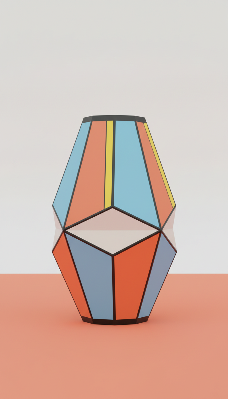 Geometric vase with faceted edges